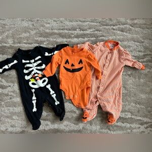 Halloween Skeleton and Pumpkin Baby Costume Set